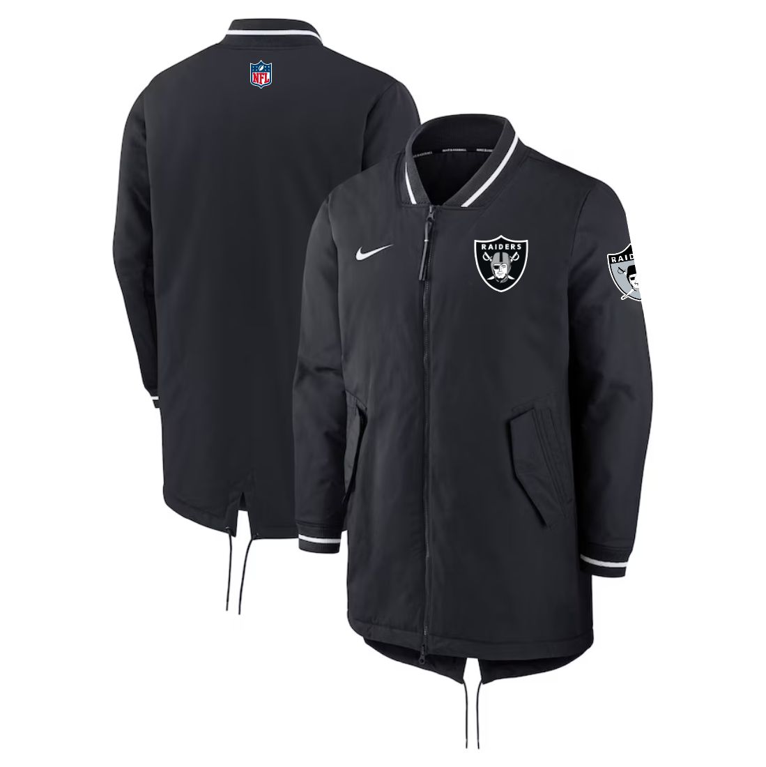 Men 2026 NFL Oakland Raiders black Extended Cotton Jacket style 01